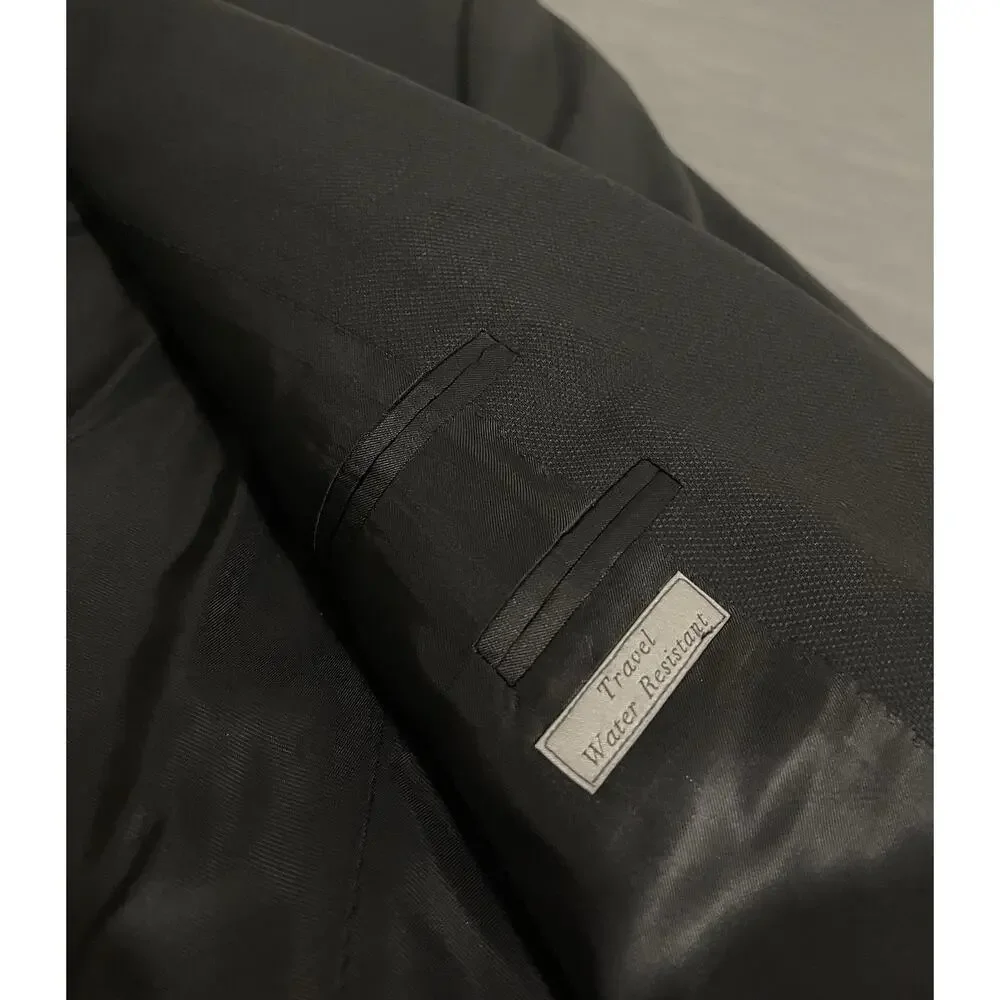 Canali Mens 40R Black Travel Water Resistant Blazer Sport Coat Italy